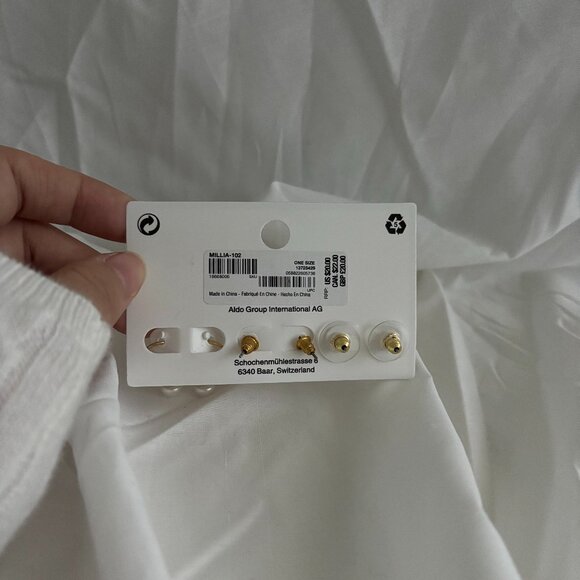 Aldo Gold Plated Pearl Earrings - Picture 3 of 3